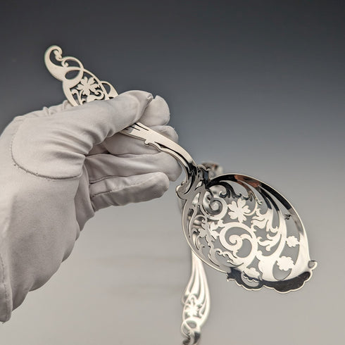 1911年 英国アンティーク 純銀製 サービングスプーンペア 104g Martin, Hall & Co